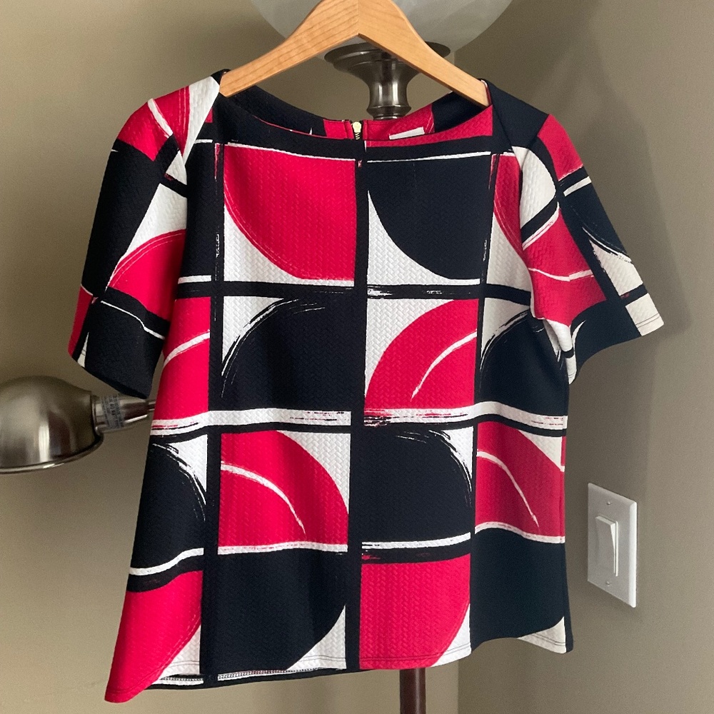 Red, White, Black Elegant Top From Chicos NWT